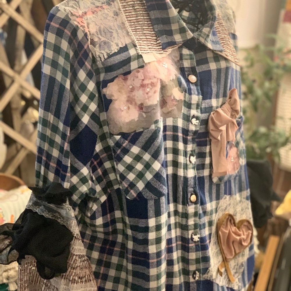 Handmade Couture Upcycled flannel shirt